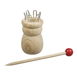 Holz Strickliesel m.Nadel,3,4cmø FSC100%, 6,2cm, 6 Ösen, ø-Loch:1,5cm,  1Set