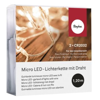 Micro LED-Lichterkette mit Draht, 120cm, 10 Lichter,   1 Stück