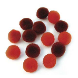 Pompons, 15mm ø,  60Stück, rot sortiert