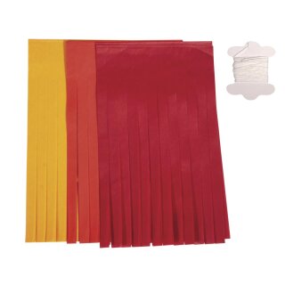 Papier-Quasten-Girlande, 12 Quasten, 20cm, 3m, farblich sort., SB-Btl 1Stück, rot/gelb/orange