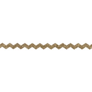 Glitter Tape Chevron, 15mm, Rolle 5m, gold