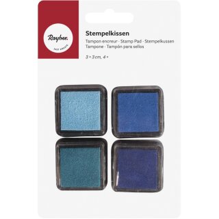 Mini-Stempelkissen Set - Boys, 3x3cm, blau Töne, SB-Blister 4 Stück