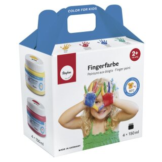 Set-Fingerfarbe, 4 x 150ml, verschiedene Farben, Box