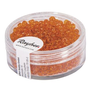 Rocailles, 2,6 mm ø, transparent, Dose 17g, orange