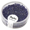 Rocailles, 2 mm ø, mit Silbereinzug, Dose 17g, d.blau