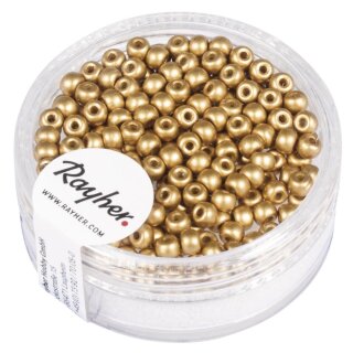 Rocailles, 3mm ø, Dose  200 Stück, gold matt