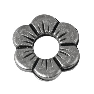 Metall-Zierelement: Blume, 12mm ø, Großloch 4mm ø, lose, altsilber