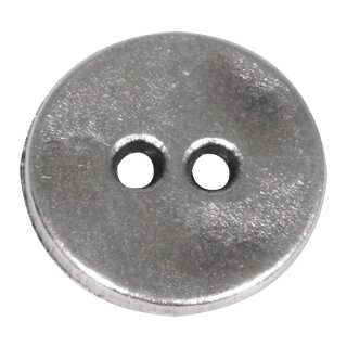 Metall- Zierelement: Knopf, 1,4cm ø, Löcher 1,5mm ø, altsilber