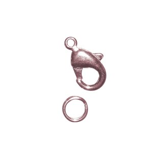 Karabiner-Schließe m. Ring, 9,5mm,  2Stück, roségold