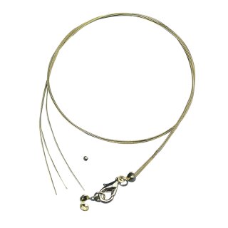 Schmuckdraht-Collier, 0,4mm ø, 50cm, m.Karab.+ Quetschp.,  1 Stück, gold