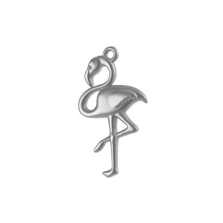 Metall-Anhänger Flamingo, 27mm, Öse 1,5mm ø,  1 Stück, silber