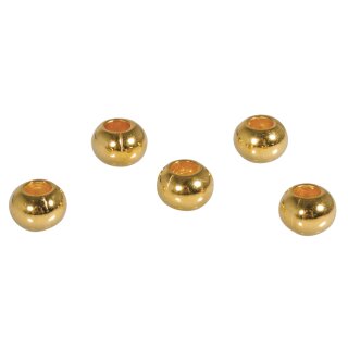 Metall- Perle, 8mm ø, Großloch 3mm ø,  5Stück, gold