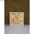 Holzschrift Enjoy Laugh Wish dream LoveFSC100% 18,7x18x0,4cm  natur