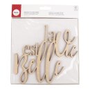 Holzschrift La vie est belle FSC100%, 18,2x17,5x0,4cm,  1...