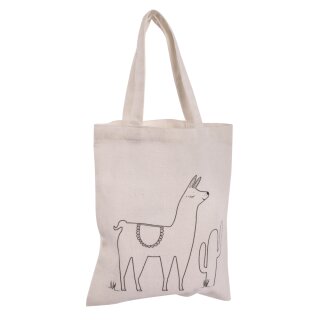 Baumwoll-Tasche m. Druck, Lama, 20x25cm,  1 Stück, natur