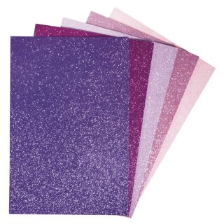 Moosgummi Platten Glitter, selbstkleb., 20x30x0,2cm, 5 Farben,  5Stück, pink-violett