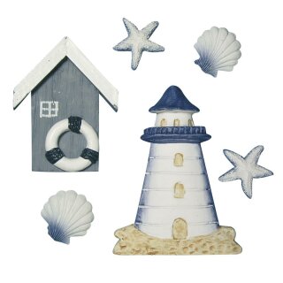 Polyresin-Streuteile: Strandhaus, 2-8 cm,  6Stück