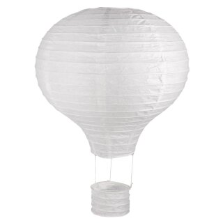 Papierlampion Heißluftballon, 30cm ø, 40cm, m. Metallgestell, Beutel 1 Stück, weiß