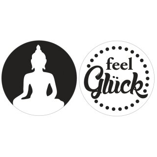 Labels Buddha, feel Glück, 30mm ø, SB-Btl 2Stück