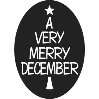 Label A very merry december, 55x40mm, oval, SB-Btl 1Stück