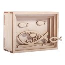 Holz 3D Geschenkbox Fisch 11,5x8,5x5cm, 13 tlg. Bausatz, Box 1Set, natur