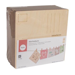 Holz Postkarte, FSC Mix Credit, 14,8x14,8x0,3cm, Btl 20Stück, natur