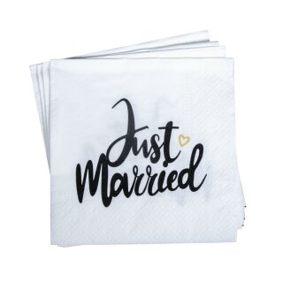 Serviette Just married, FSC Mix Credit, 33x33cm, 3-lagig, Btl 20Stück