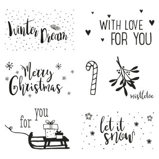 Clear Stamps - Christmas Greetings, 102,5x97mm, 7 Motive 1 Bogen