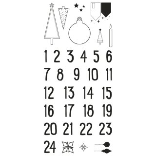 Clear Stamps - Adventskalender Nordic 97x205mm, 34 Motive 1 Bogen