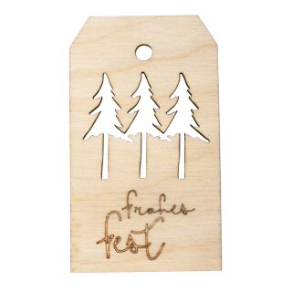 Holz-Anhänger Frohes Fest,FSCMixCred, 4,8x8,2cm, natur