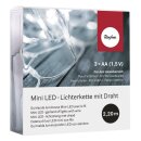 Mini LED-Lichterkette m. Draht, 220cm, 20 Lichter, Batteriebetrieb, weiß