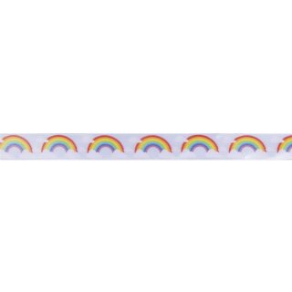 Dekoband Regenbogen, 2,5cm, mit formstabiler Kante, Rolle 20m, babyblau