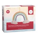 Bastelpackung: Regenbogen aus Makramee Kordel+Wolle, ca. 25x20 cm, mit Anleitung, Box 1Stück, bunt