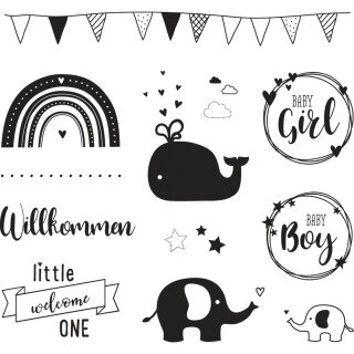 Clear Stamps Willkommen Baby 102,5x97mm 12 Motive