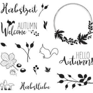 Clear Stamps - Herbstwald 102,5x97mm 14 Motive 1Bogen