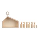 Holz Krippe mit Figuren, FSC 100% 22x5,6x21,5cm, 9tlg.1...