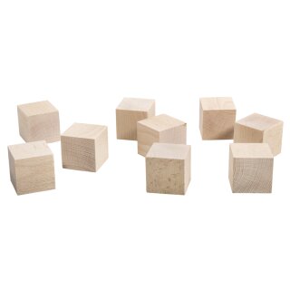 Holz Würfel, FSC 100%, 4,5x4,5x4,5cm, Box 9 Stück, natur