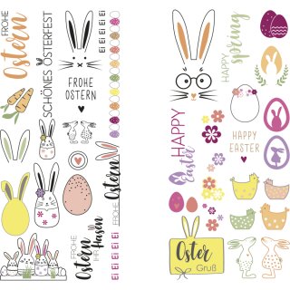 Transferfolie Frohe Ostern verschiedene bunte Designs 2 Bogen